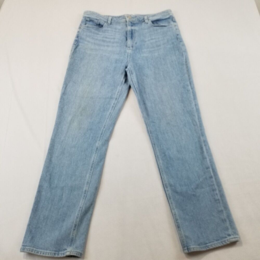 Paige Sarah Slim Crop Jeans High Rise Stretchy Denim In Harmonic Blue Size 32